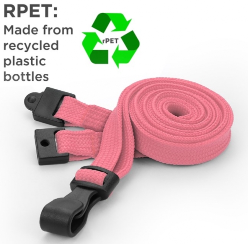 AC228-PK - Tour de cou Rose Recyclés 10mm avec Clip Plastique 