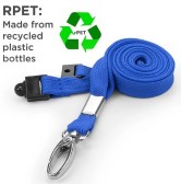 AC228-SB-MLC - Tour de cou Bleu Ciel Recyclé 10mm avec Clip Métal et rupture sécuritaire - Pack de 100