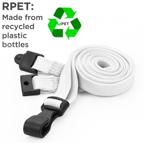 AC228-W - Tour de cou Blanc Recyclés 10mm avec Clip Plastique 