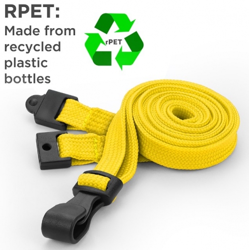 AC228-YL - Tour de cou Jaune Recyclé 10mm avec Clip Plastique