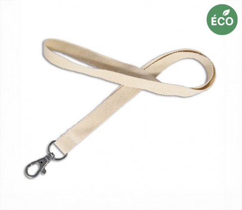 Cordon tour de cou coton 15 mm avec attache métal sans nickel