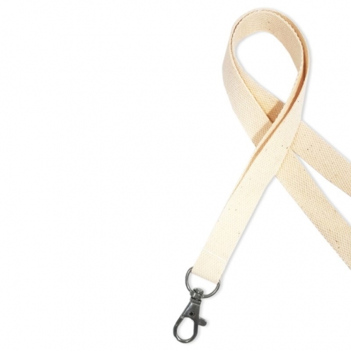 Cordon tour de cou coton 15 mm avec attache métal sans nickel - Vue 3