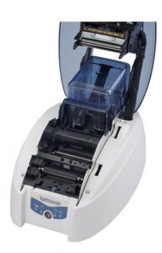 TTR201BBH-00HS - Evolis Tattoo2 RW, 1 face, 12 pts/mm (300 dpi), USB, Ethernet, sans contact, blanc, bleu - Vue 3